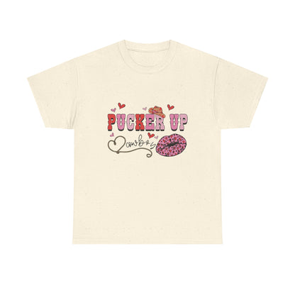 Pucker Up Kiss Graphic Tee – Cute Valentine’s Day Leopard Lip Design