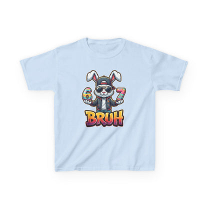 Kids 'Bruh 6 7' Bunny Graphic Tee — Cool Cartoon Bunny Shirt for Kids