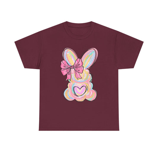 Pastel Bunny Heart T‑Shirt — Cute Easter Bunny Tee with Bow