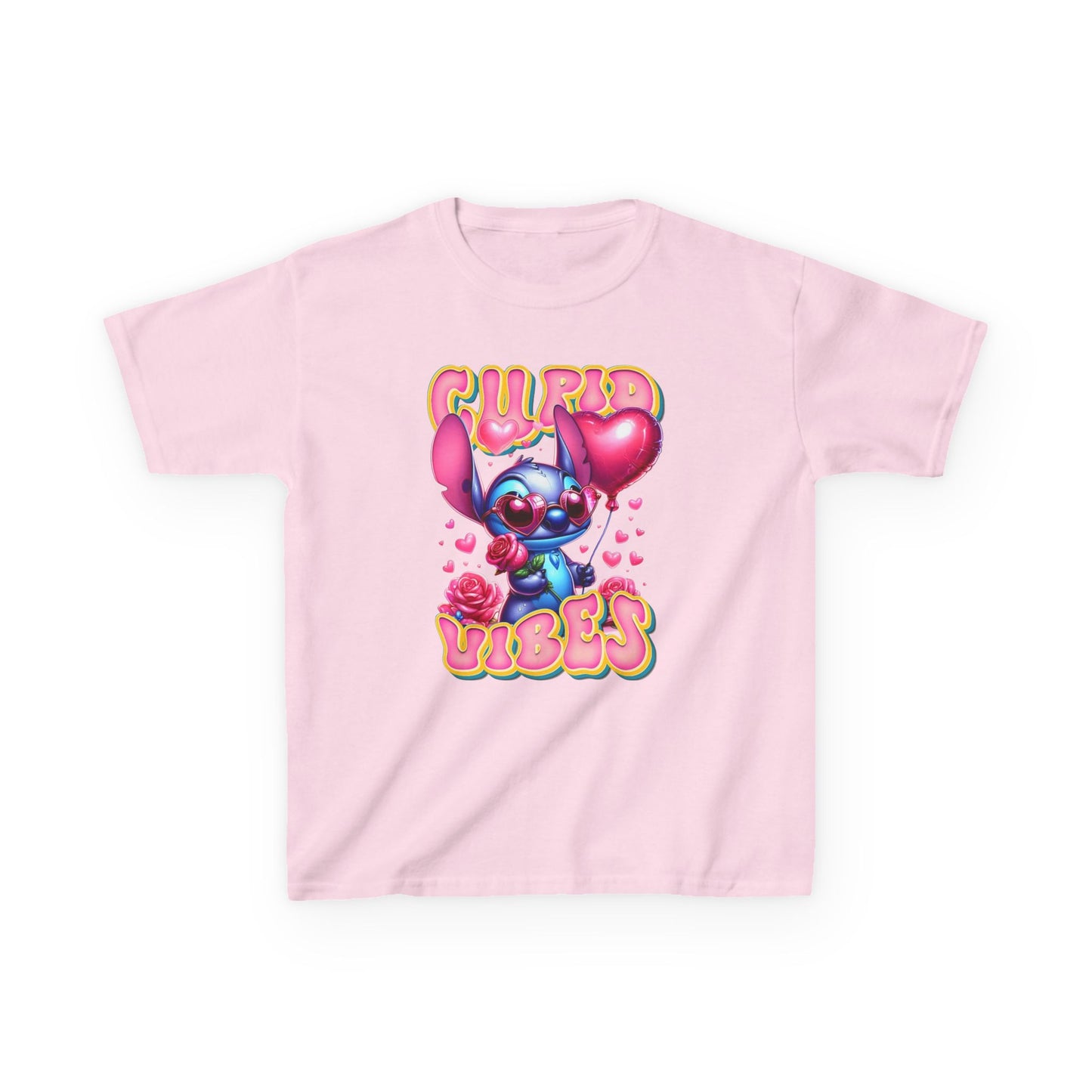 Kids Tee — 'Cupid Vibes' Cute Cartoon Cupid Character Valentine Shirt