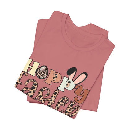 Happy Easter Leopard Print Tee — Cute Bunny Egg Holiday T-Shirt