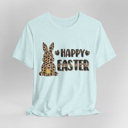 Leopard Print 'Happy Easter' Bunny Tee