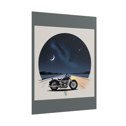 Motorcycle Night Sky Rolled Posters