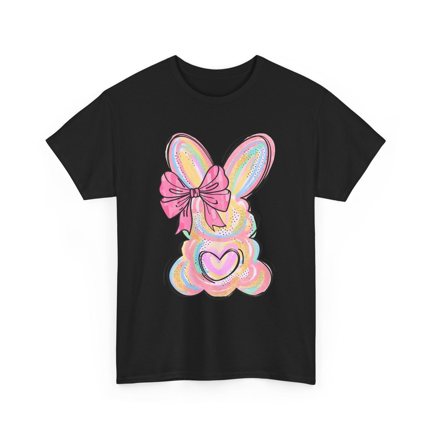 Pastel Bunny Heart T‑Shirt — Cute Easter Bunny Tee with Bow