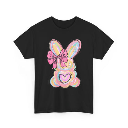 Pastel Bunny Heart T‑Shirt — Cute Easter Bunny Tee with Bow