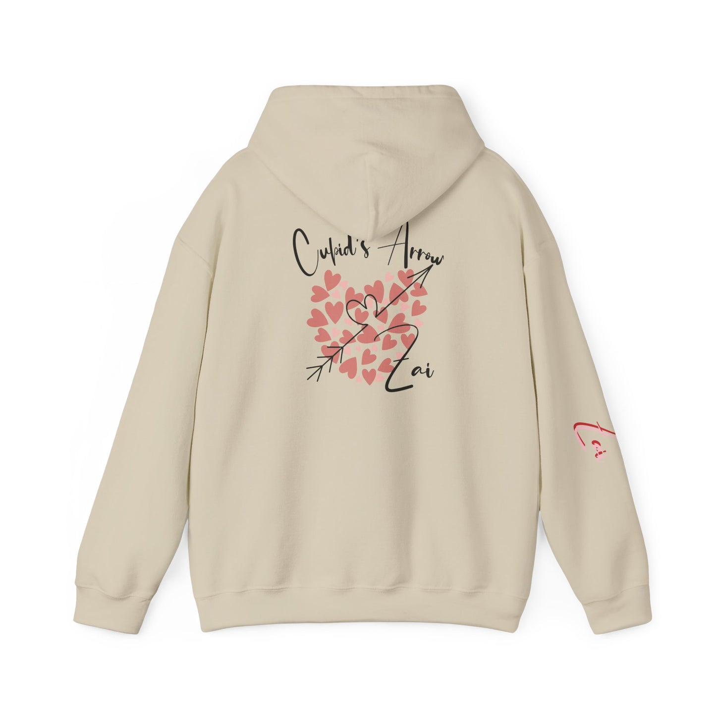 Cupid’s Arrow Lei Hoodie — Heart Arrow Script Pullover for Valentine’s Day