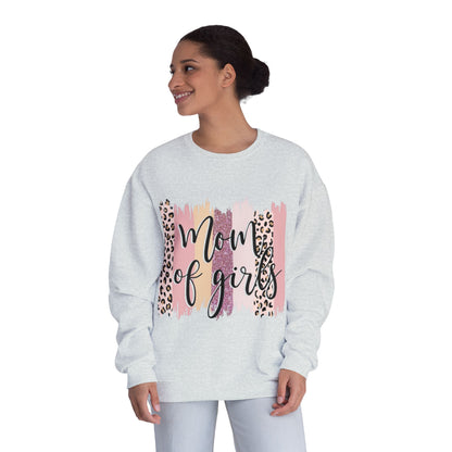 Mom of Girls Leopard Brushstroke Crewneck Sweatshirt