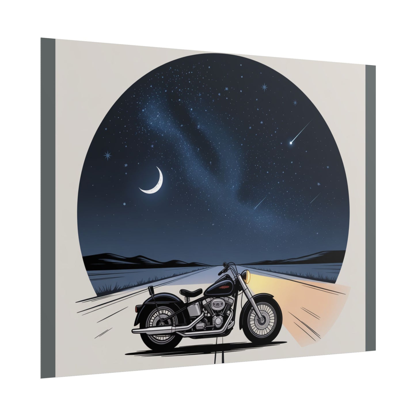 Motorcycle Night Sky Rolled Posters