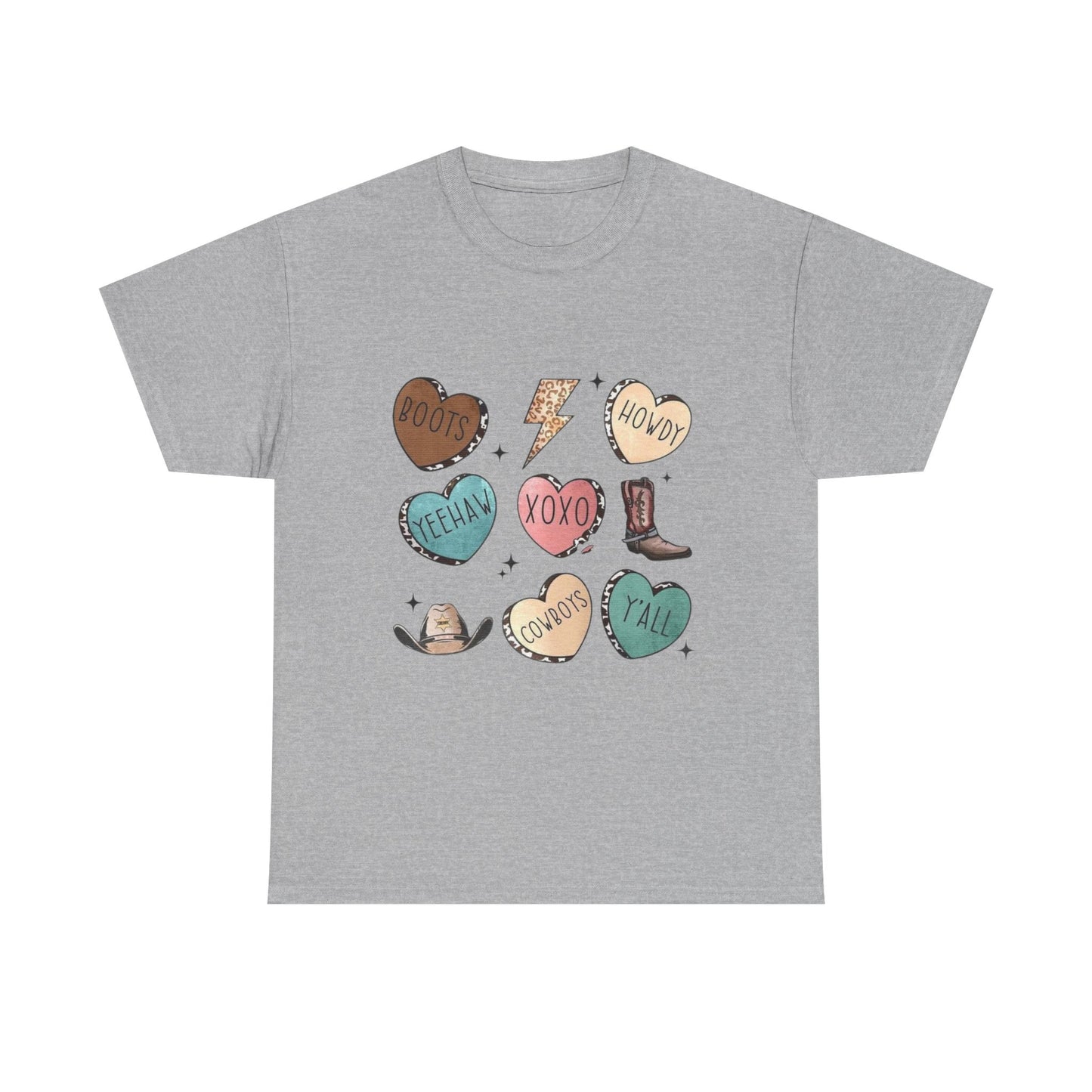 Cowgirl Candy Heart Tee — Cute Western Hearts Graphic T-Shirt (XOXO, Howdy, Y'all)