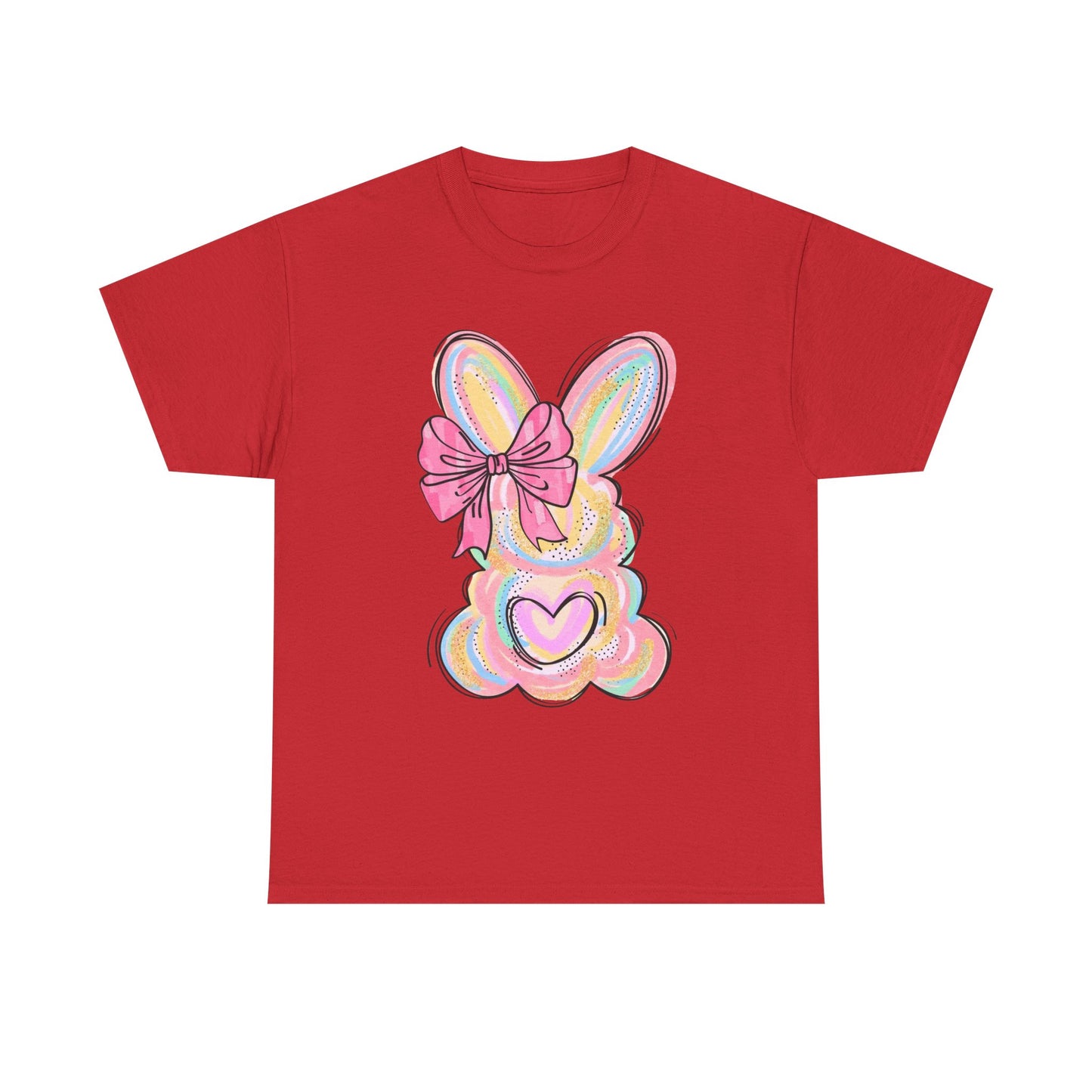 Pastel Bunny Heart T‑Shirt — Cute Easter Bunny Tee with Bow