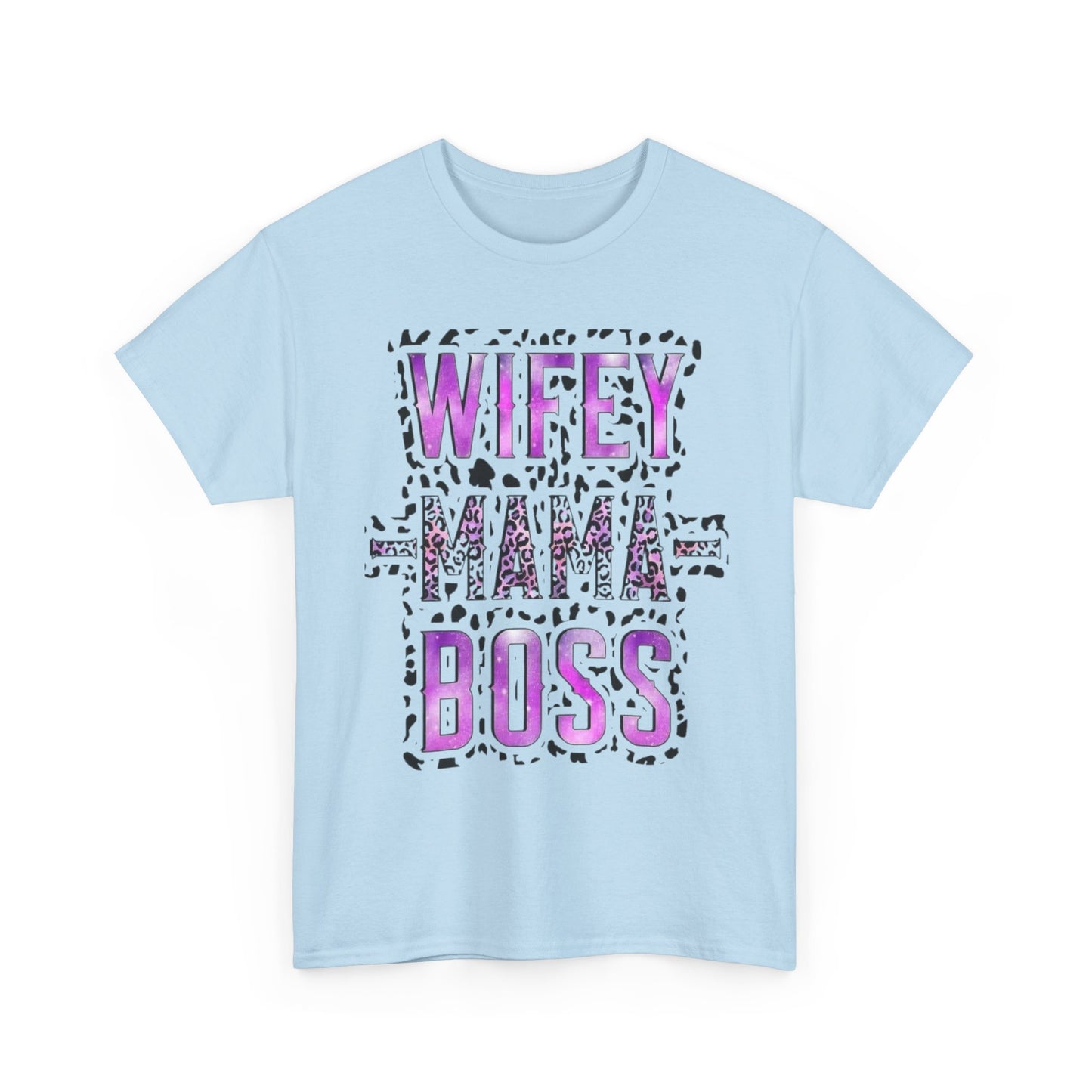 Wifey Mama Boss T-Shirt — Purple Leopard Graphic Tee for Moms