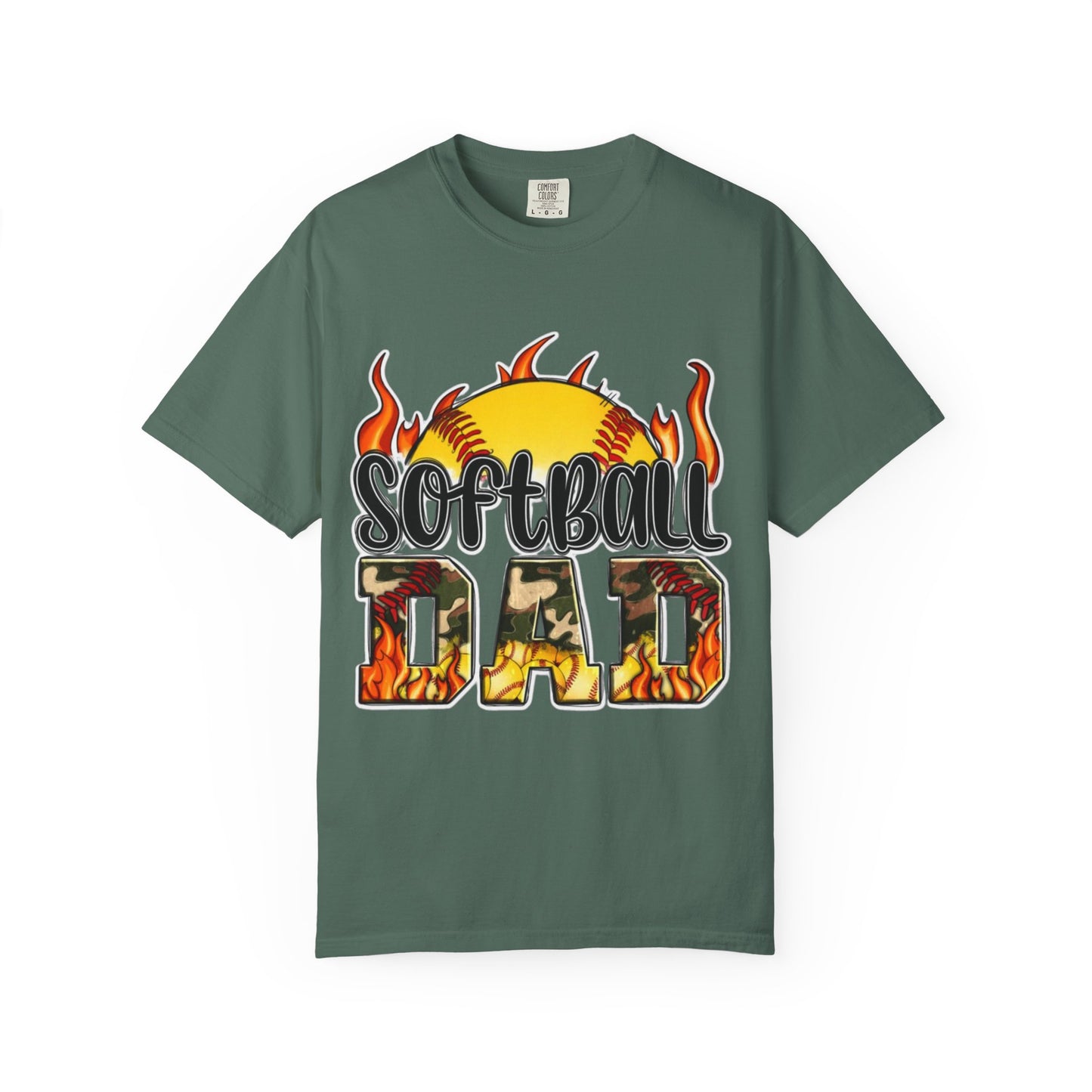 Softball Dad T-Shirt — Flaming Softball Design