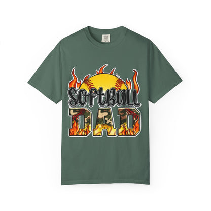 Softball Dad T-Shirt — Flaming Softball Design