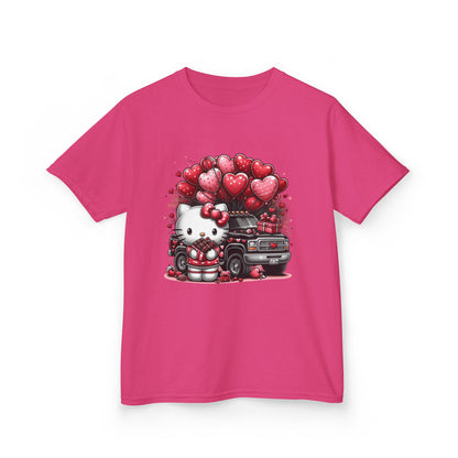 Kids Tee — Cute Kitty with Heart Balloons Valentine Shirt