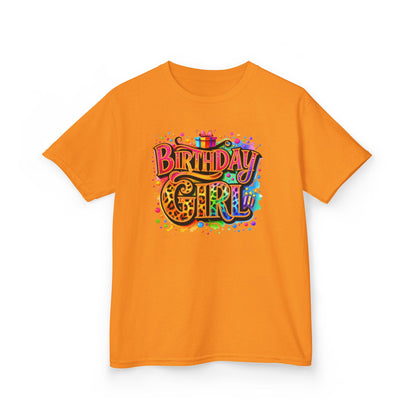 Birthday Girl Kids T‑Shirt — Colorful Confetti Party Tee
