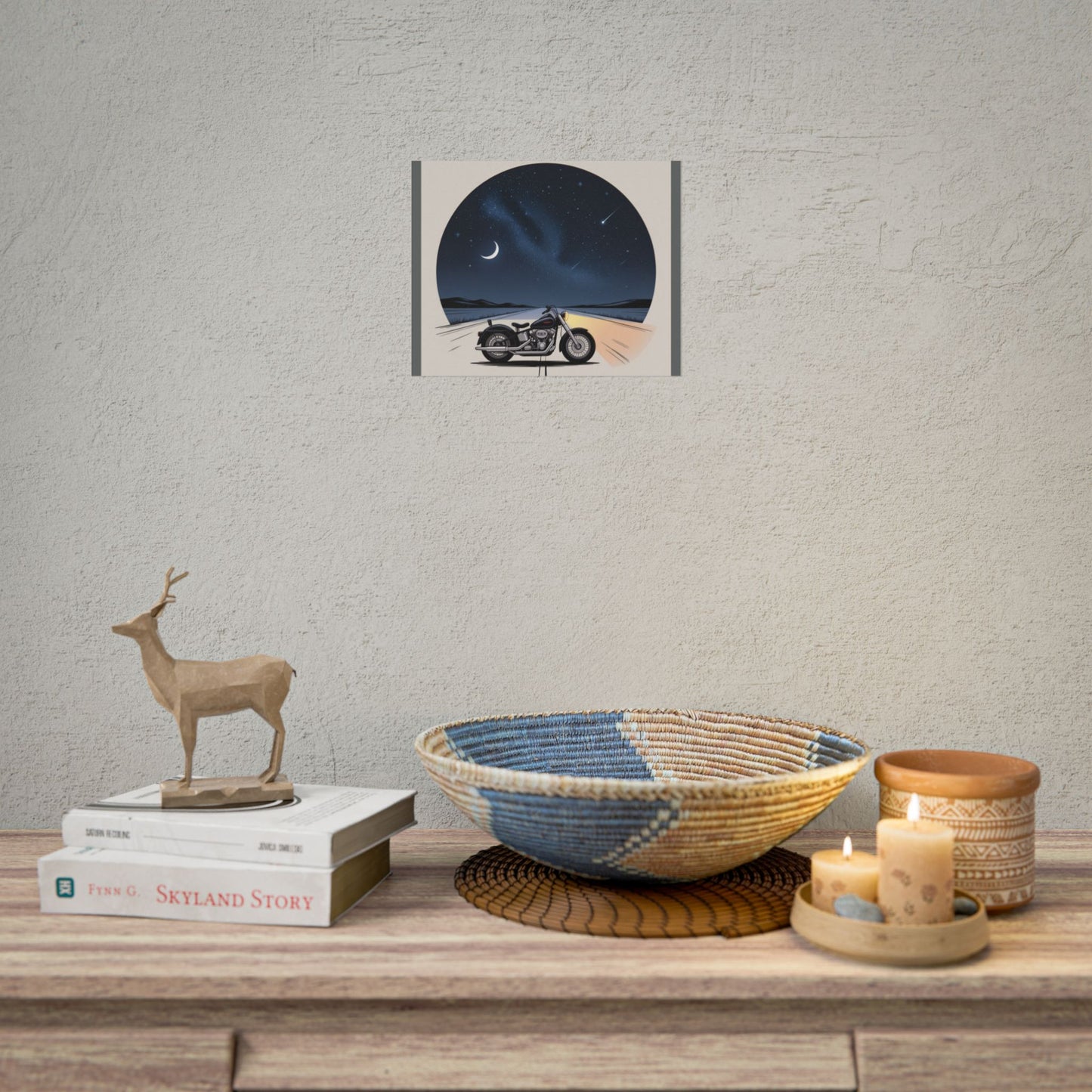 Motorcycle Night Sky Rolled Posters