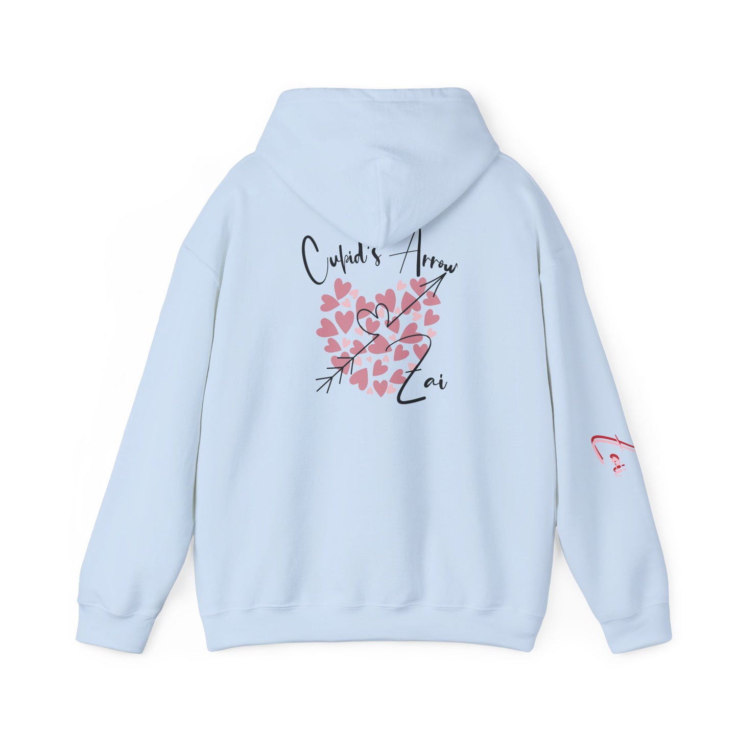 Cupid’s Arrow Lei Hoodie — Heart Arrow Script Pullover for Valentine’s Day