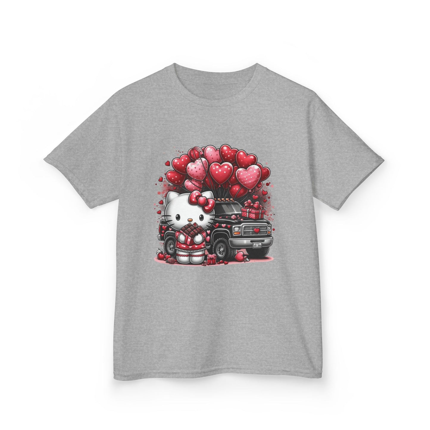 Kids Tee — Cute Kitty with Heart Balloons Valentine Shirt
