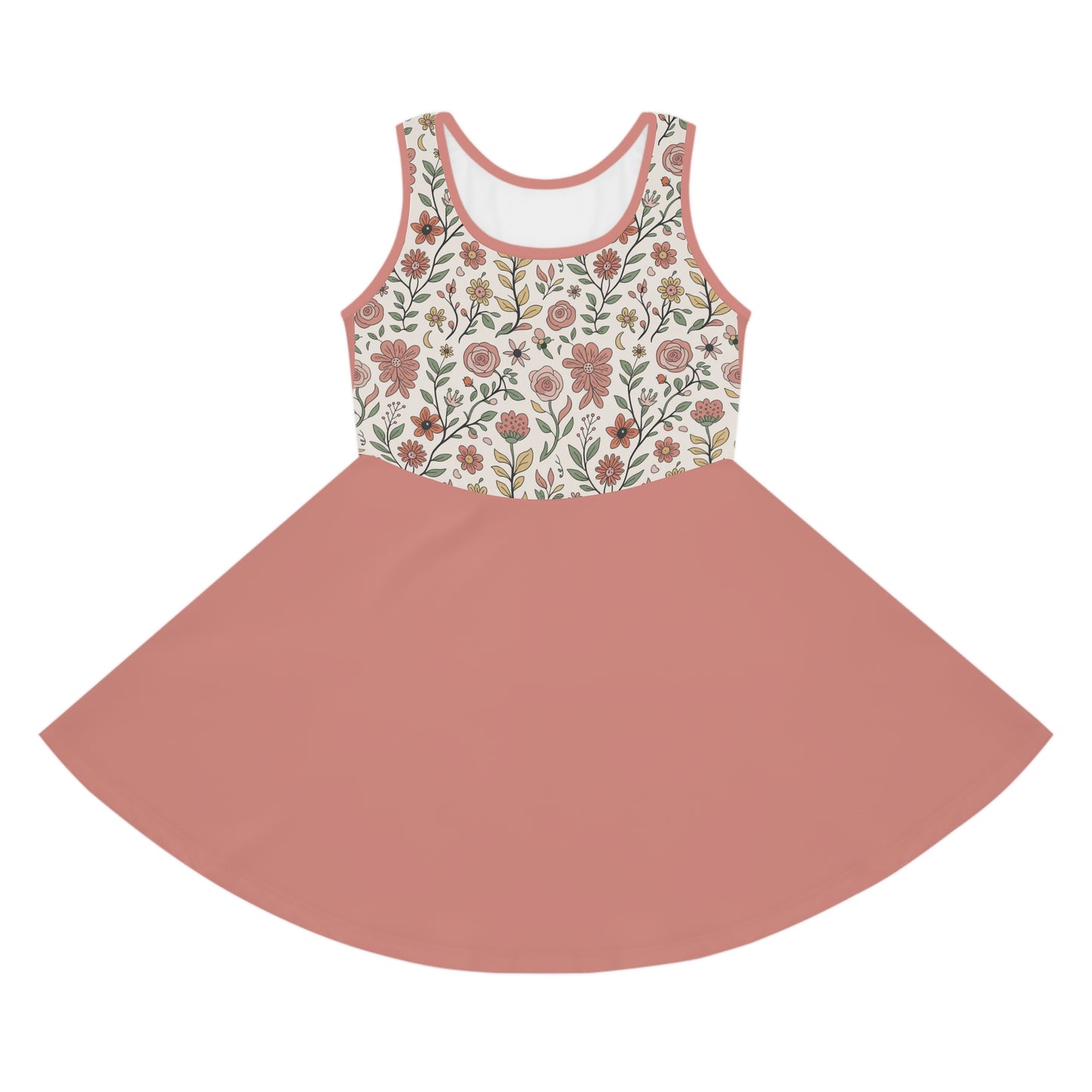 Floral Girls' Sundress, Girls Summer Dress, Kids Floral Dress, Cute Sleeveless Dress, Flower Dress for Parties