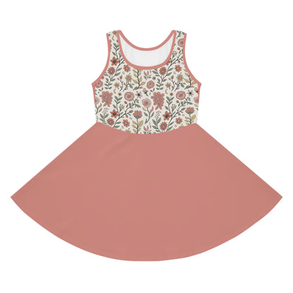 Floral Girls' Sundress, Girls Summer Dress, Kids Floral Dress, Cute Sleeveless Dress, Flower Dress for Parties
