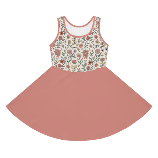 Floral Girls' Sundress, Girls Summer Dress, Kids Floral Dress, Cute Sleeveless Dress, Flower Dress for Parties