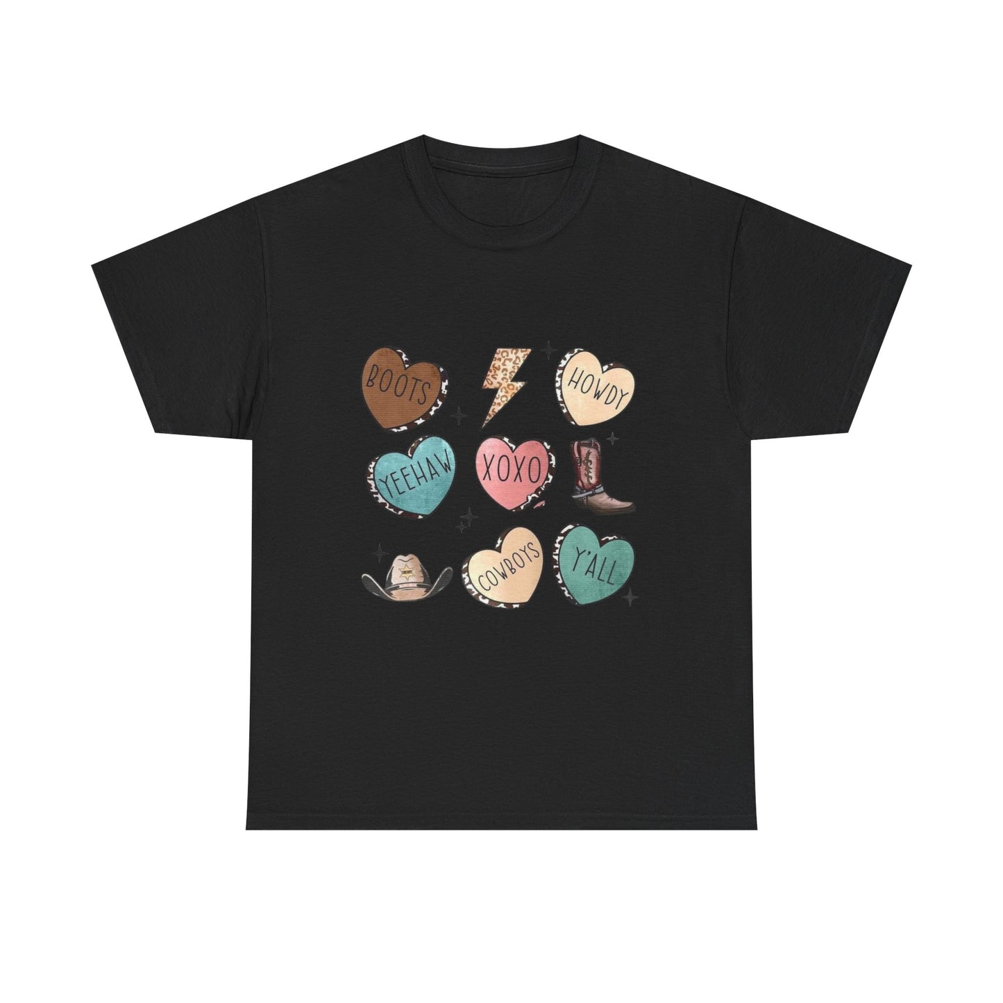 Cowgirl Candy Heart Tee — Cute Western Hearts Graphic T-Shirt (XOXO, Howdy, Y'all)
