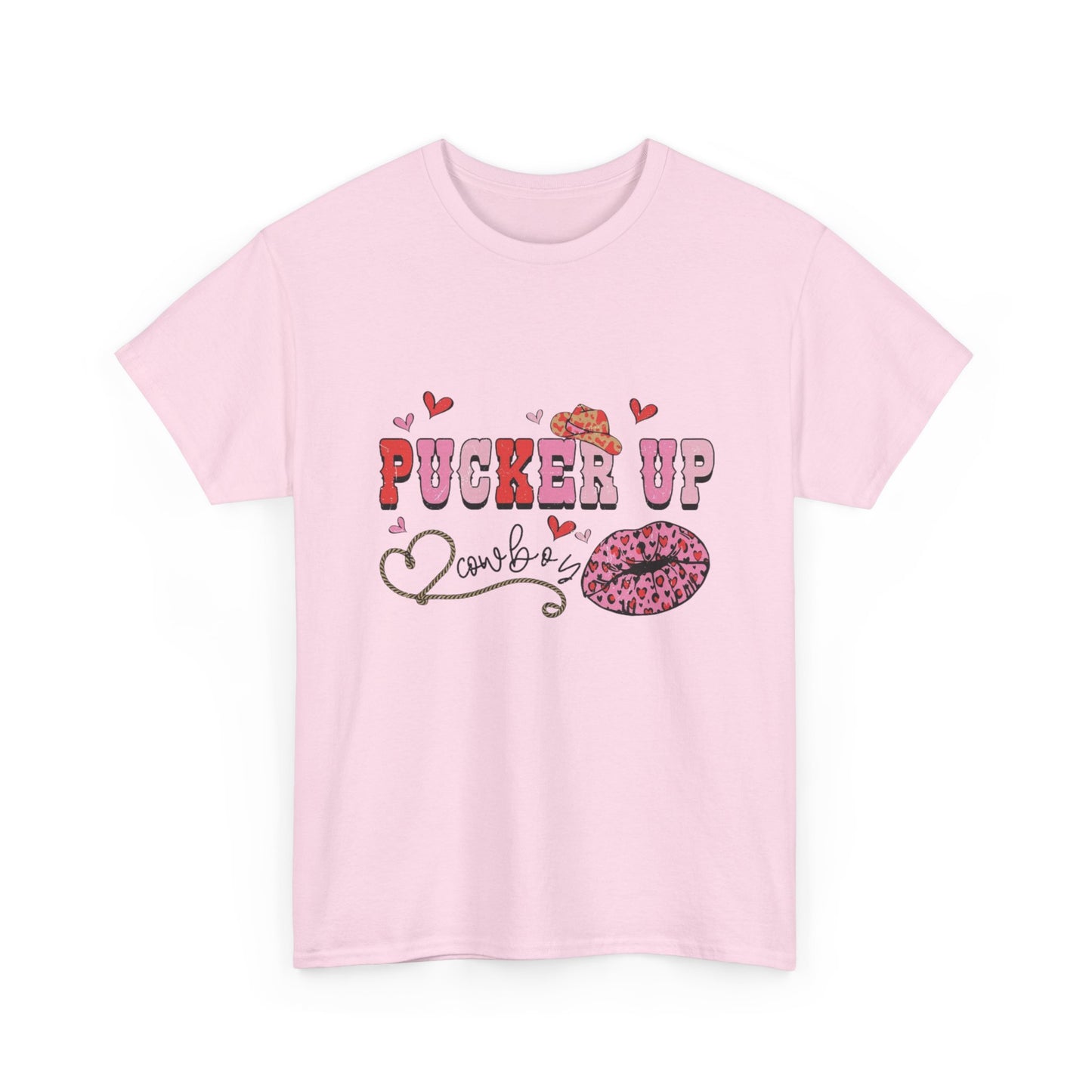 Pucker Up Kiss Graphic Tee – Cute Valentine’s Day Leopard Lip Design