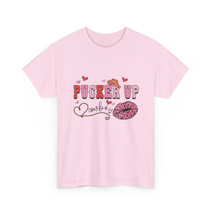 Pucker Up Kiss Graphic Tee – Cute Valentine’s Day Leopard Lip Design