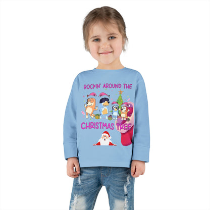 Toddler Long Sleeve Tee - "Rockin' Around the Christmas Tree" Cute Holiday Animal Choir Shirt