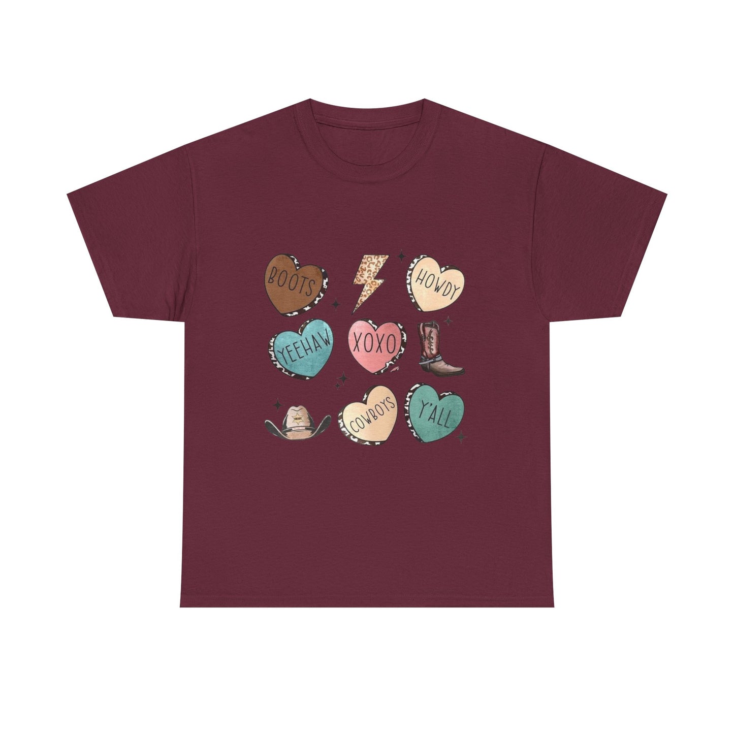 Cowgirl Candy Heart Tee — Cute Western Hearts Graphic T-Shirt (XOXO, Howdy, Y'all)