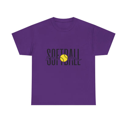 Softball Mom/Player Tee — Retro Script Softball Graphic T-Shirt