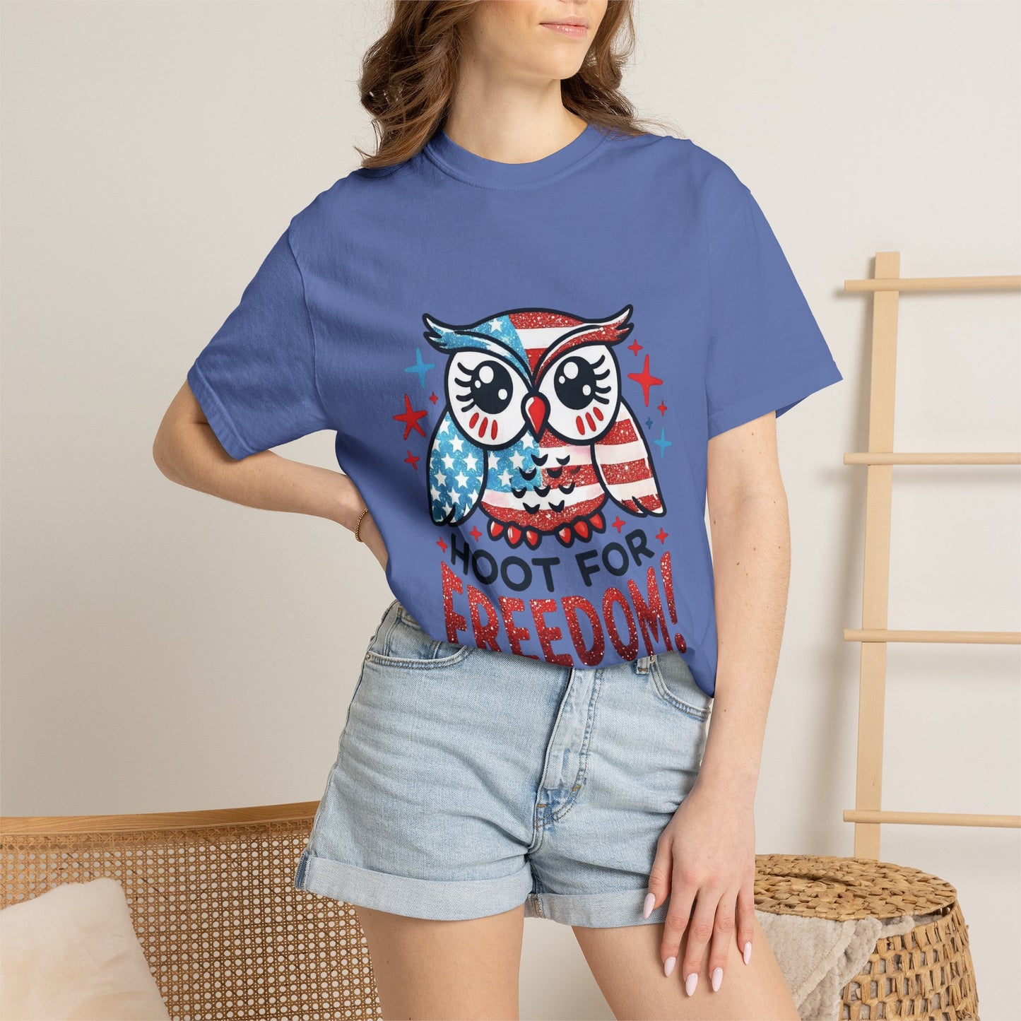 Patriotic 'Hoot for Freedom' Owl T-Shirt