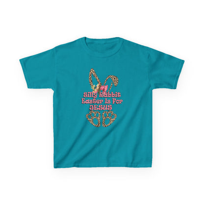 Kids Tee — Leopard Bunny Ears & 'This Little Bunny Is For Jesus' Easter Shirt