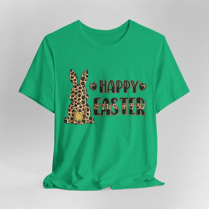 Leopard Print 'Happy Easter' Bunny Tee