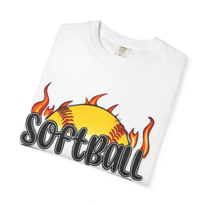 Softball Dad T-Shirt — Flaming Softball Design