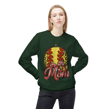 Softball Mom Crewneck Sweatshirt – Leopard Stitch Ball Graphic