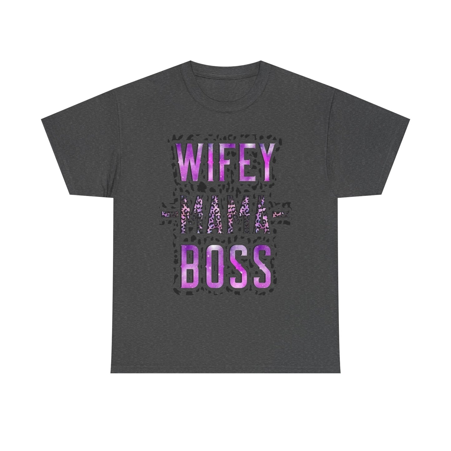 Wifey Mama Boss T-Shirt — Purple Leopard Graphic Tee for Moms