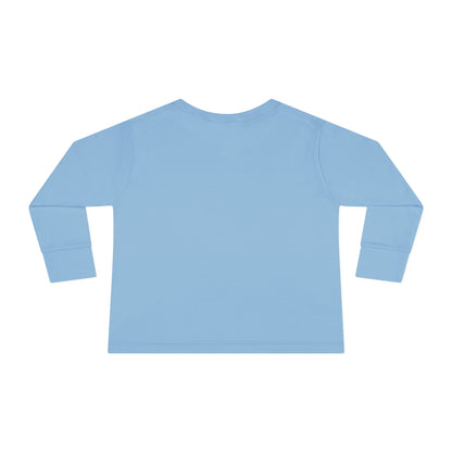 BLUE-Y Toddler Long Sleeve Tee — "OMG Santa! I Know Him!" DOG Christmas Shirt