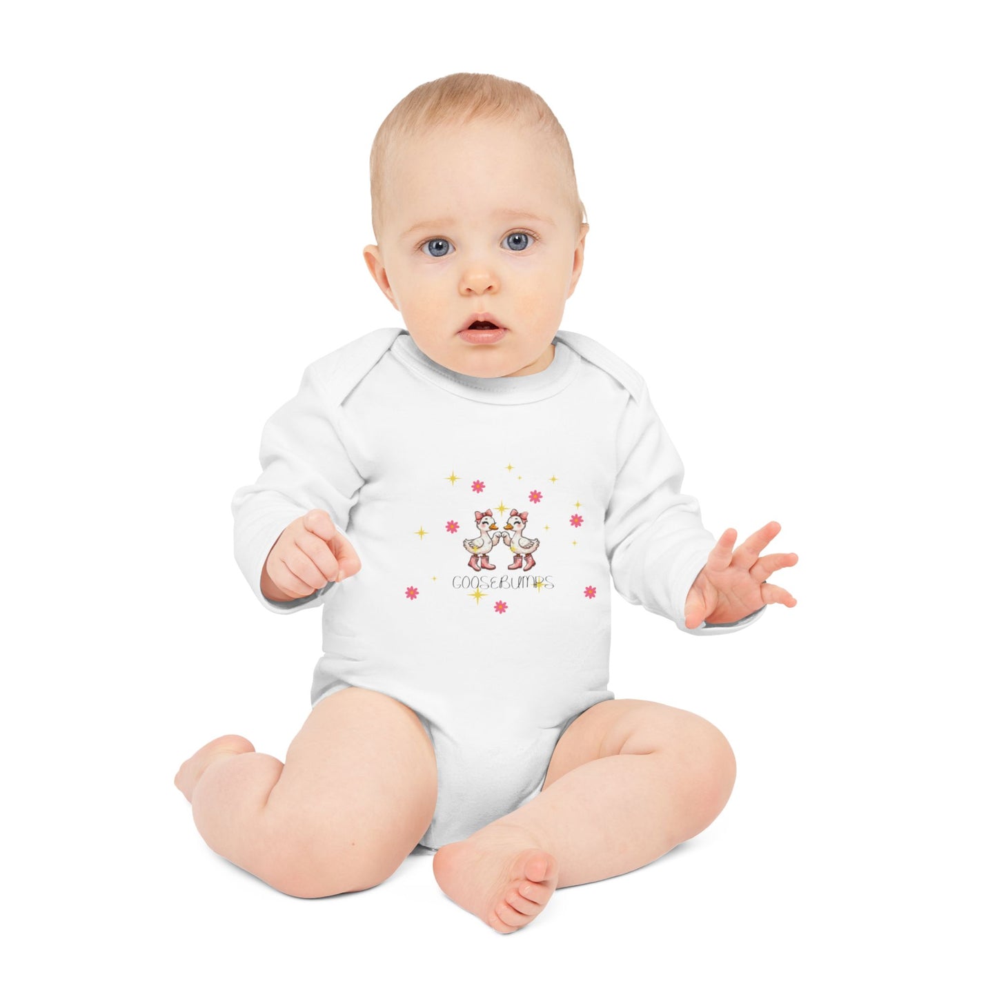 Cute Baby Long-Sleeve Organic Bodysuit with Playful Design, Baby Shower Gift, Infant Clothes, Eco-Friendly Fabric, Gift for New Parents