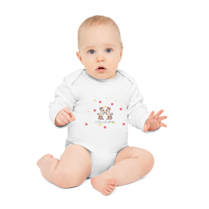 Cute Baby Long-Sleeve Organic Bodysuit with Playful Design, Baby Shower Gift, Infant Clothes, Eco-Friendly Fabric, Gift for New Parents