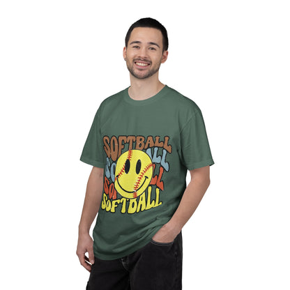 Softball Smile T-Shirt — Retro Smiley Softball Graphic Tee