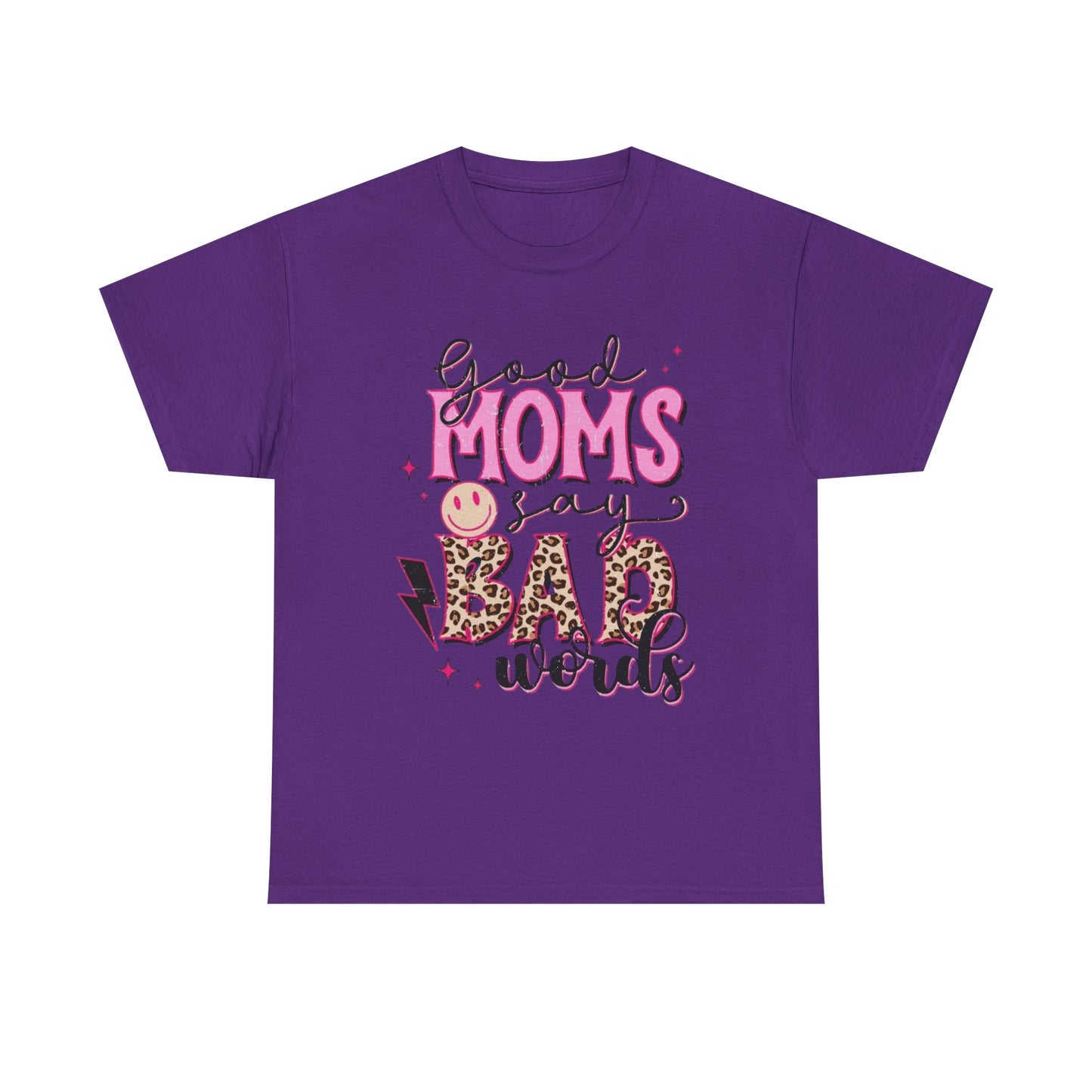 T-Shirt — "Good Moms Say Bad Words" Pink Leopard Graphic Mother's Day Tee