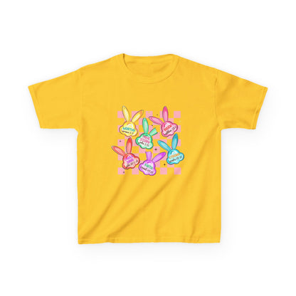 Kids Tee — Colorful Pastel Bunny Badges “Hug Me” Graphic