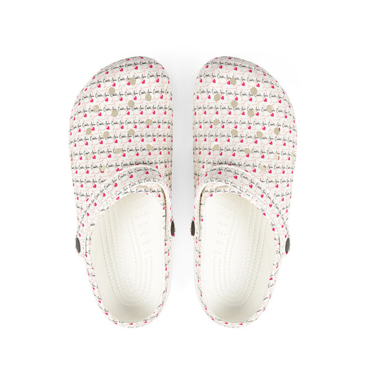 Cupid's Arrow- Merch- White Bow & Arrow Design- Colorful EVA Foam Clogs