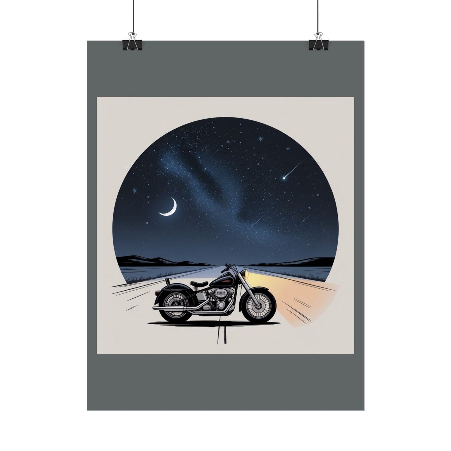 Motorcycle Night Sky Rolled Posters