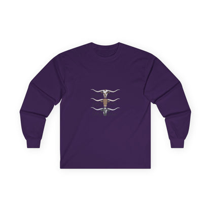 Longhorn Trio Long Sleeve Tee – 'Stay Humble Hustle Hard' Western Graphic