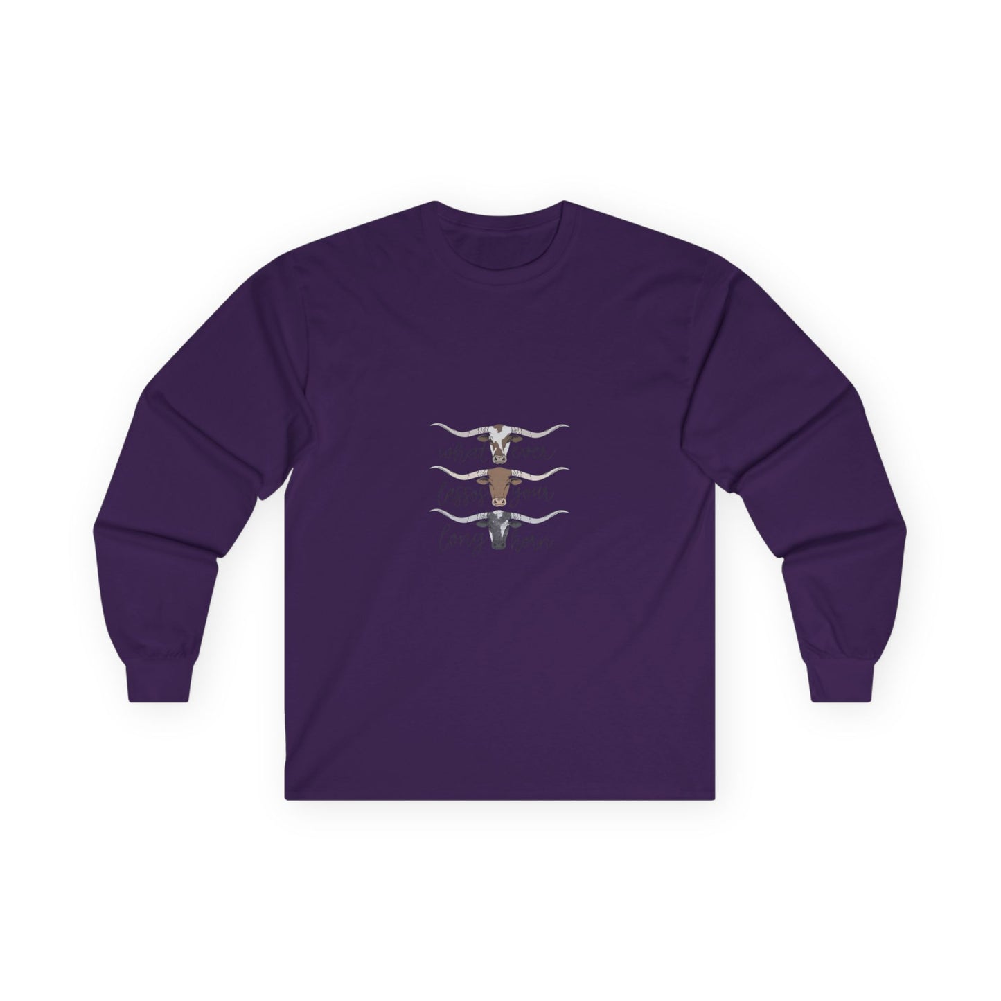 Longhorn Trio Long Sleeve Tee – 'Stay Humble Hustle Hard' Western Graphic