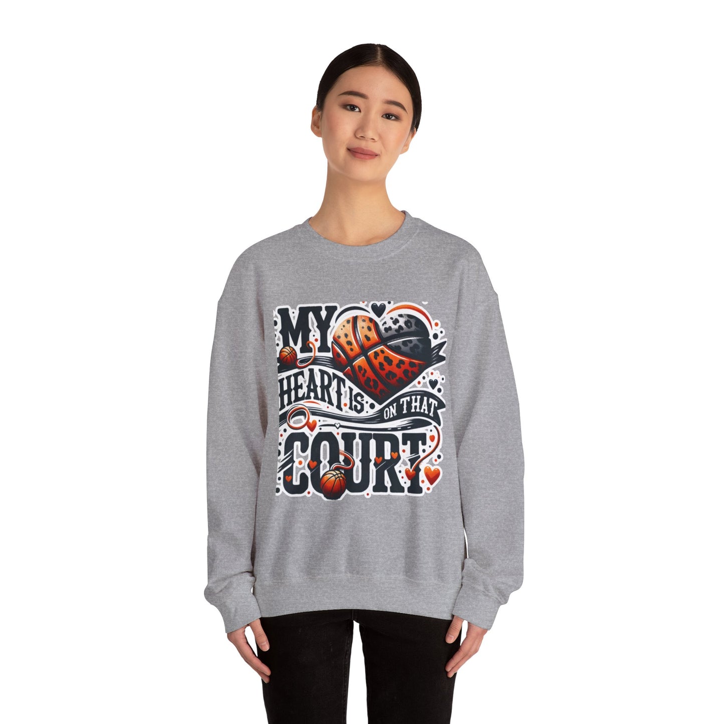 Basketball 'My ❤️Is On That Court' Crewneck Sweatshirt