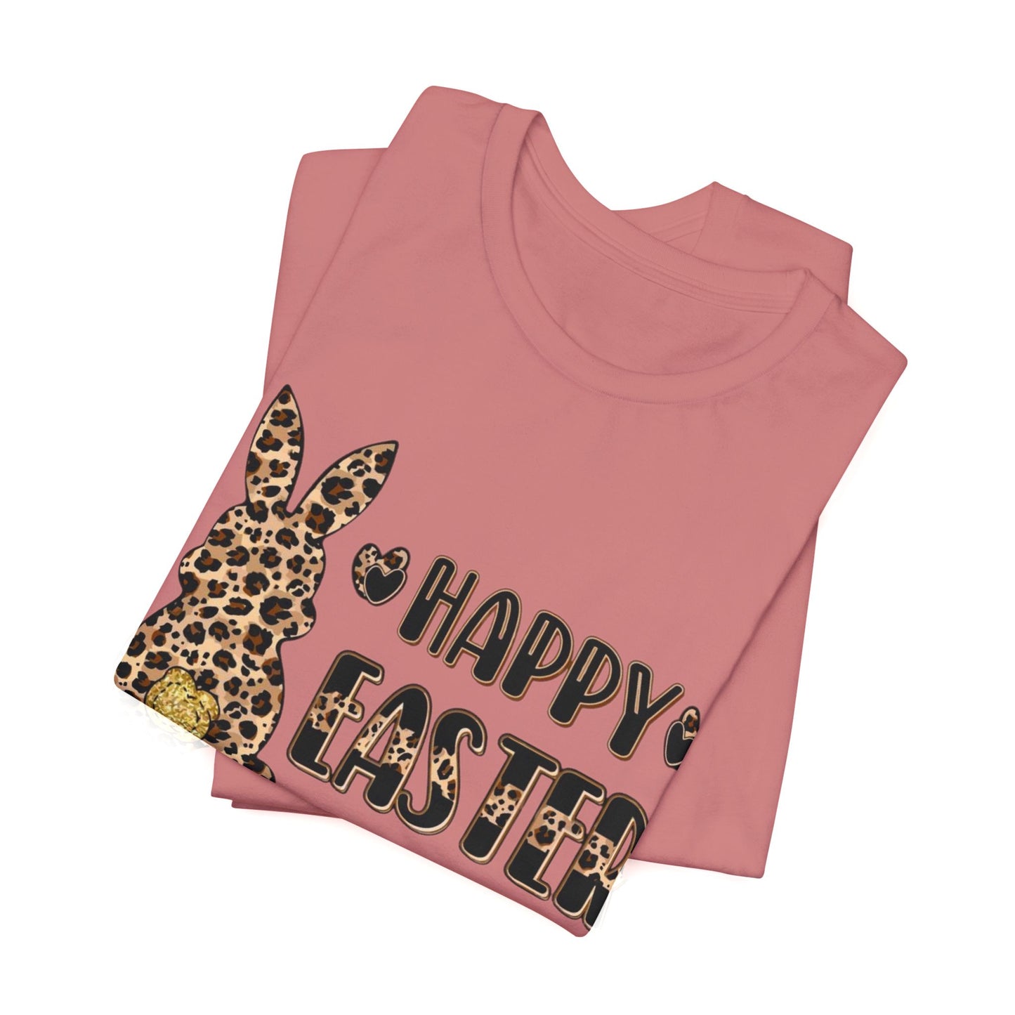 Leopard Print 'Happy Easter' Bunny Tee