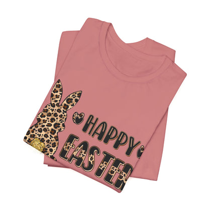 Leopard Print 'Happy Easter' Bunny Tee